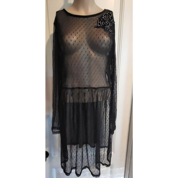 Love Fire Transparent Black Mesh Dress Sz XL - Picture 2 of 4